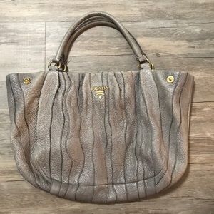 PRADA Quilted Wave Leather Hobo Bag